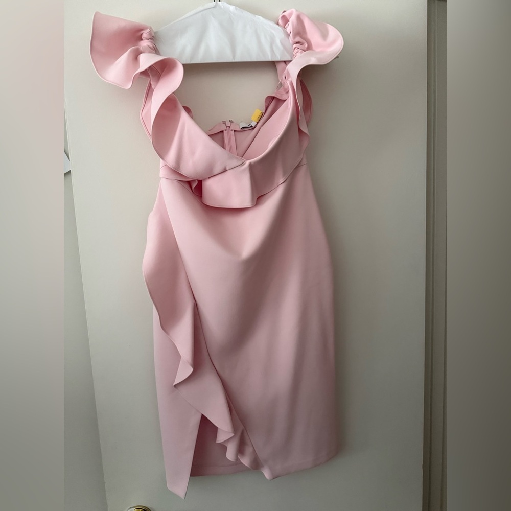 Likely One Shoulder Pink Ruffle Dress